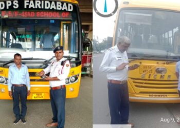 Faridabad News: फरीदाबाद पुलिस ने सुरक्षित वाहन पॉलिसी के तहत एक दिन में कटे 167 स्कूल बसों के काटे चालान