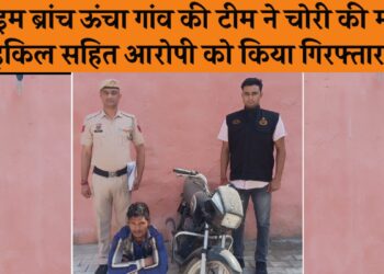 क्राइम ब्रांच ऊंचा गांव की टीम ने चोरी की मोटरसाइकिल सहित आरोपी को किया गिरफ्तार.