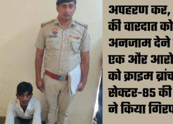 अपहरण कर, लूट की वारदात को अनजाम देने वाले एक और आरोपी को क्राइम ब्रांच सेक्टर-85 की टीम ने किया गिरफ्तार.