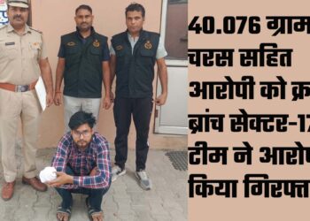 40.076 ग्राम चरस सहित आरोपी को क्राइम ब्रांच सेक्टर-17 की टीम ने आरोपी को किया गिरफ्तार